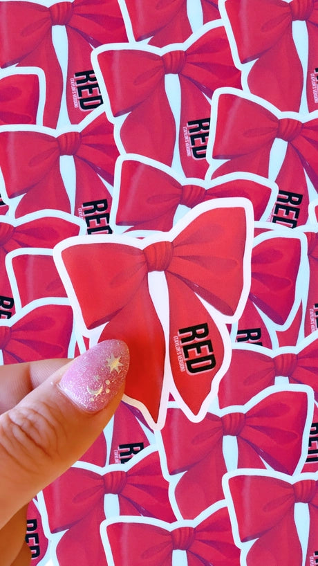 RED Bow | Waterproof Sticker-Sister Shirts-Sister Shirts, Cute & Custom Tees for Mama & Littles in Trussville, Alabama.