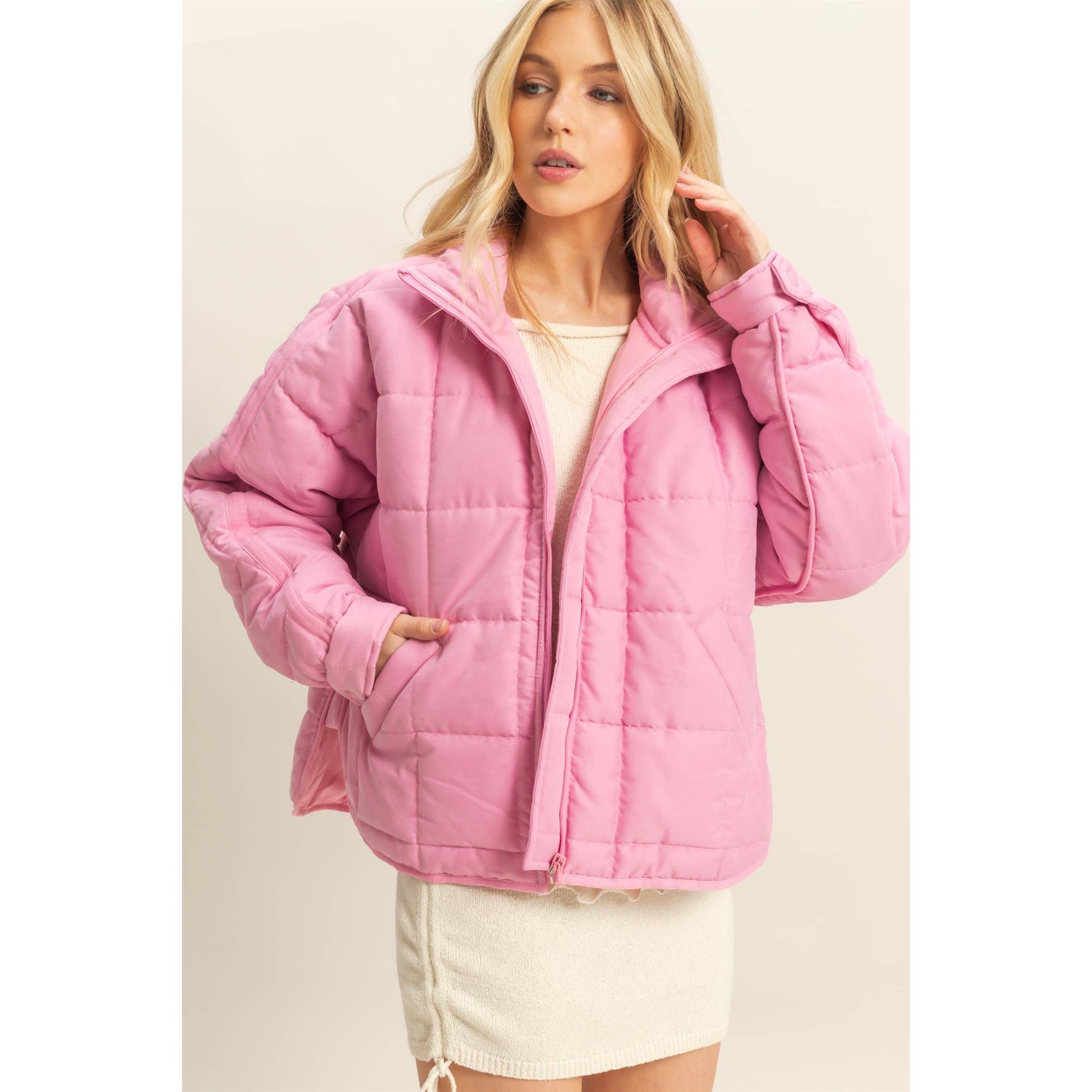 Everyday Essential Quilted Puffer in Pink-Women - Outerwear - Jackets-HYFVE-Sister Shirts, Cute & Custom Tees for Mama & Littles in Trussville, Alabama.