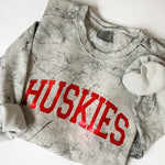 Huskies Foil | Adult Colorblast Crewneck-Women - Tops - Crewnecks-Sister Shirts-Sister Shirts, Cute & Custom Tees for Mama & Littles in Trussville, Alabama.