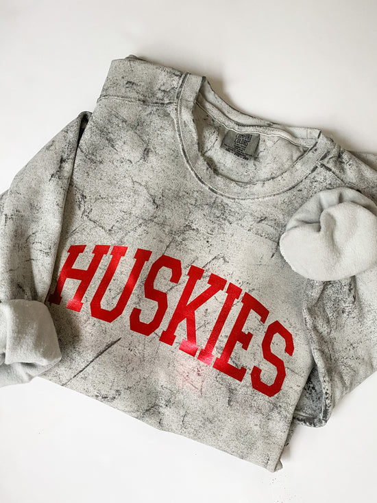 Huskies Foil | Adult Colorblast Pullover-Sister Shirts-Sister Shirts, Cute & Custom Tees for Mama & Littles in Trussville, Alabama.