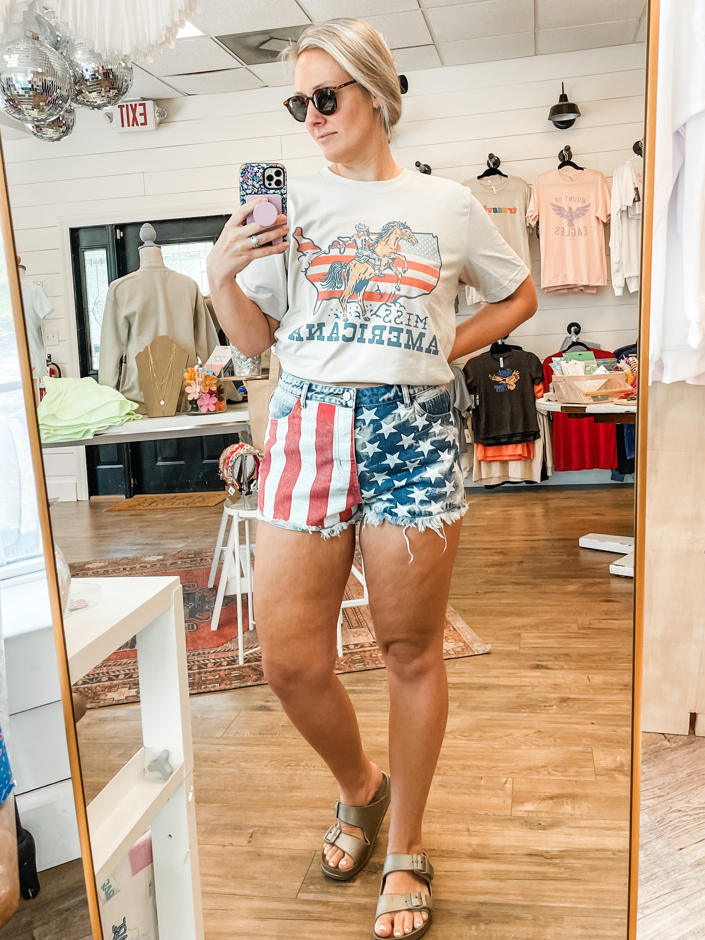 American Flag Cutoff Shorts-women - bottoms - shorts-Sister Shirts-Sister Shirts, Cute & Custom Tees for Mama & Littles in Trussville, Alabama.