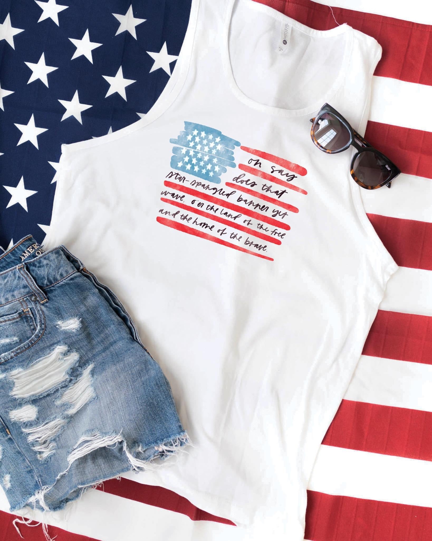 Star Spangled Flag | Adult Tank-Sister Shirts-Sister Shirts, Cute & Custom Tees for Mama & Littles in Trussville, Alabama.