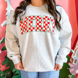 Checkered Merry | Adult Crewneck-Women - Tops - Crewnecks-Sister Shirts-Sister Shirts, Cute & Custom Tees for Mama & Littles in Trussville, Alabama.
