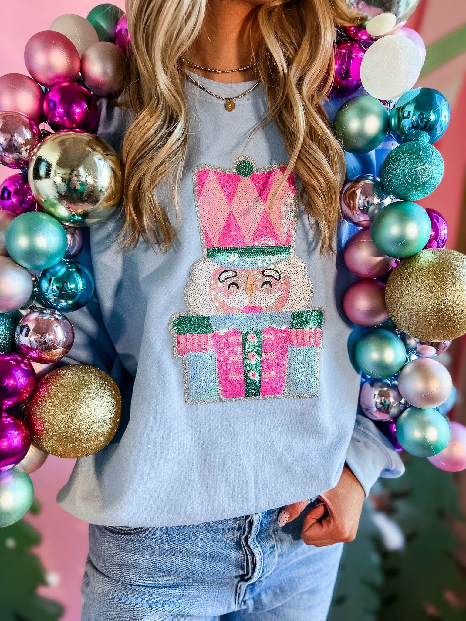 Sequin Winter Nutcracker | Adult Crewneck-Adult Crewneck-Sister Shirts-Sister Shirts, Cute & Custom Tees for Mama & Littles in Trussville, Alabama.