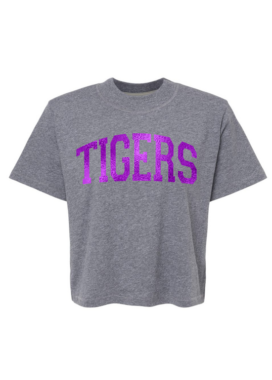Load image into Gallery viewer, Springville Tigers Foil | Mom Crop Tee-Adult Tee-Sister Shirts-Sister Shirts, Cute &amp;amp; Custom Tees for Mama &amp;amp; Littles in Trussville, Alabama.
