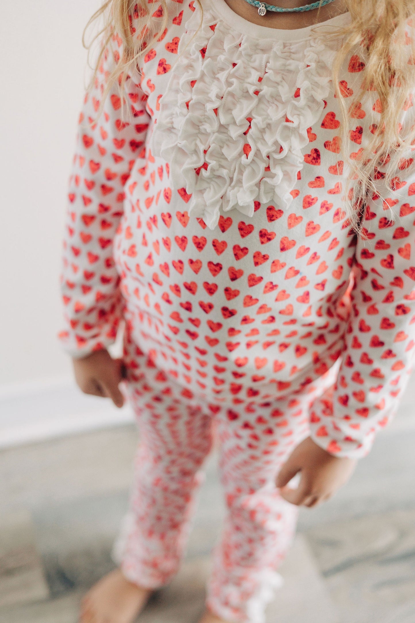 Mosaic Hearts | Ruffle Butt Flap Pajamas-Pajamas-Sister Shirts-Sister Shirts, Cute & Custom Tees for Mama & Littles in Trussville, Alabama.