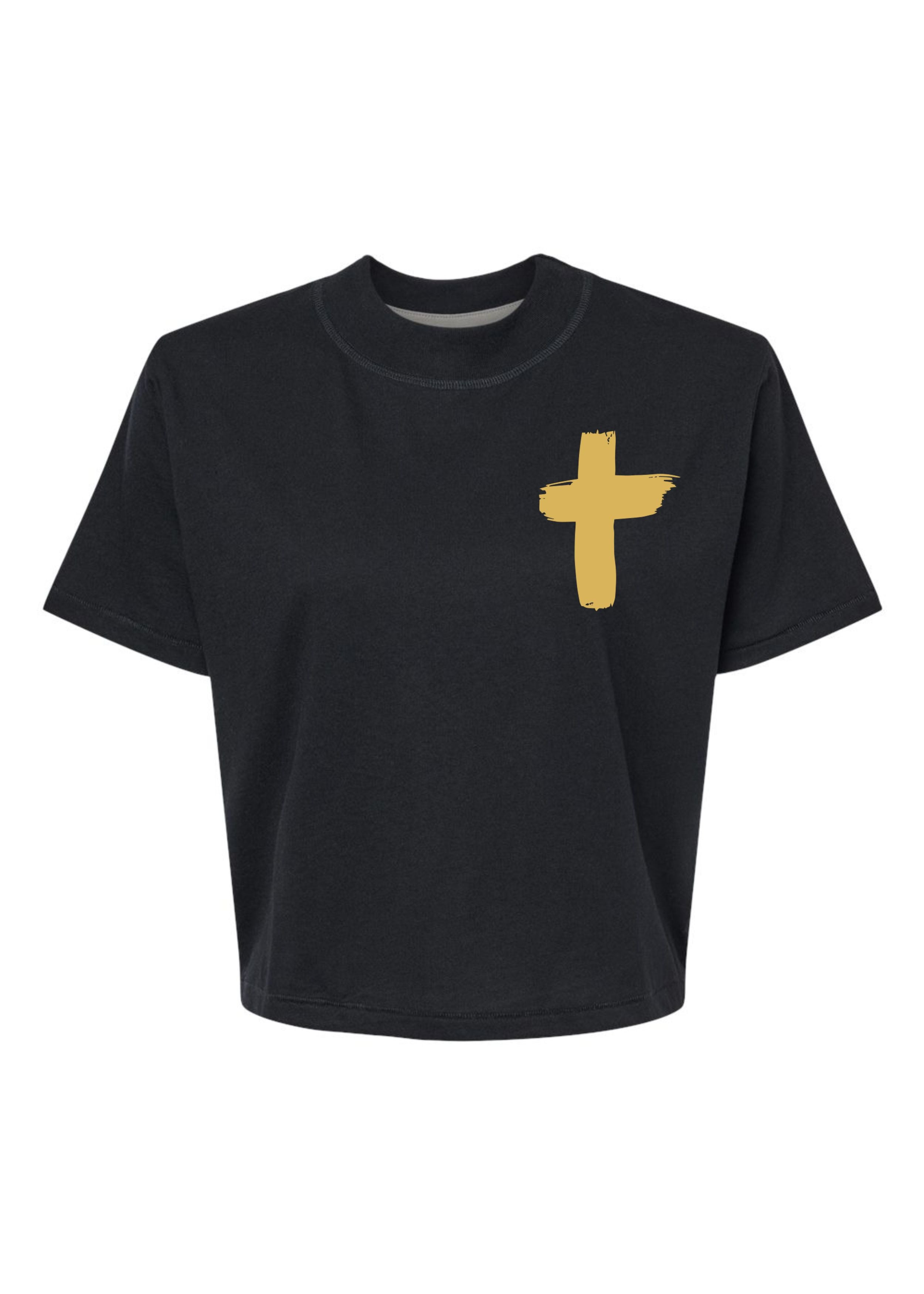 Gold Foil Cross | Mom Crop Tee-Womens - Tops - Tees-Sister Shirts-Sister Shirts, Cute & Custom Tees for Mama & Littles in Trussville, Alabama.