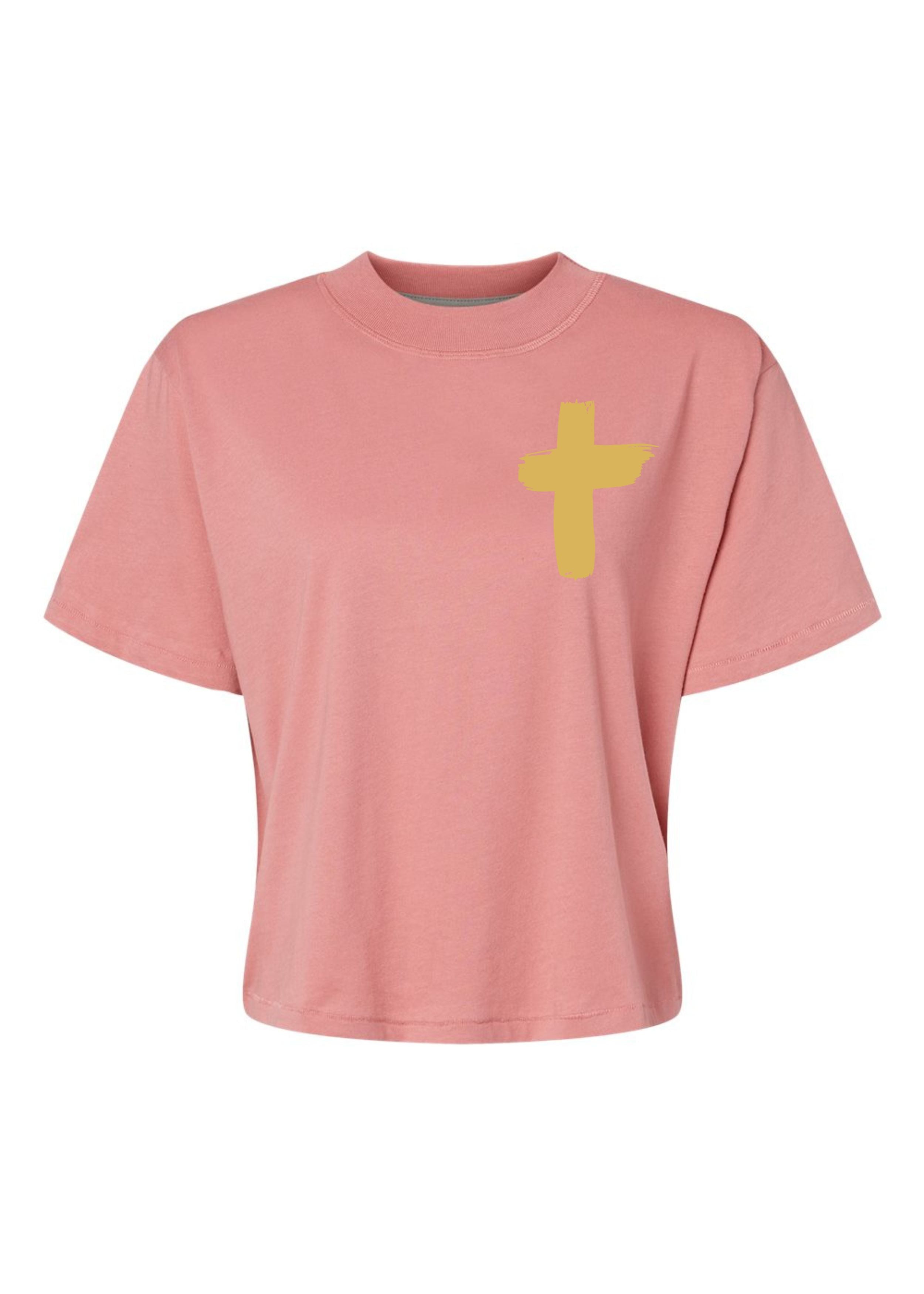 Gold Foil Cross | Mom Crop Tee-Womens - Tops - Tees-Sister Shirts-Sister Shirts, Cute & Custom Tees for Mama & Littles in Trussville, Alabama.