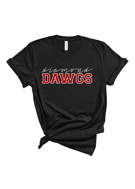 Load image into Gallery viewer, Diamond Dawgs Varsity | Adult Tee-Sister Shirts-Sister Shirts, Cute &amp;amp; Custom Tees for Mama &amp;amp; Littles in Trussville, Alabama.
