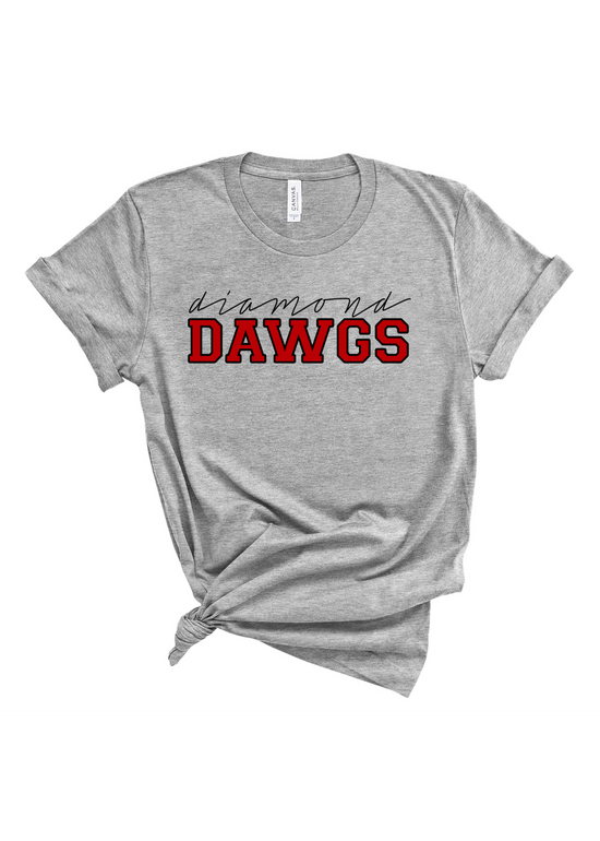 Load image into Gallery viewer, Diamond Dawgs Varsity | Adult Tee-Sister Shirts-Sister Shirts, Cute &amp;amp; Custom Tees for Mama &amp;amp; Littles in Trussville, Alabama.

