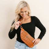 Brown Leather | Woven Belt Bag-Women - Bags-The Darling Effect-Sister Shirts, Cute & Custom Tees for Mama & Littles in Trussville, Alabama.