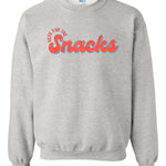 Here For The Snacks Baseball | Adult Crewneck-Women - Tops - Crewnecks-Sister Shirts-Sister Shirts, Cute & Custom Tees for Mama & Littles in Trussville, Alabama.