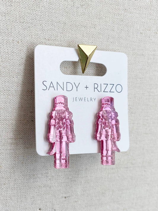 Pink Nutcracker Studs-Earrings-Sandy + Rizzo-Sister Shirts, Cute & Custom Tees for Mama & Littles in Trussville, Alabama.