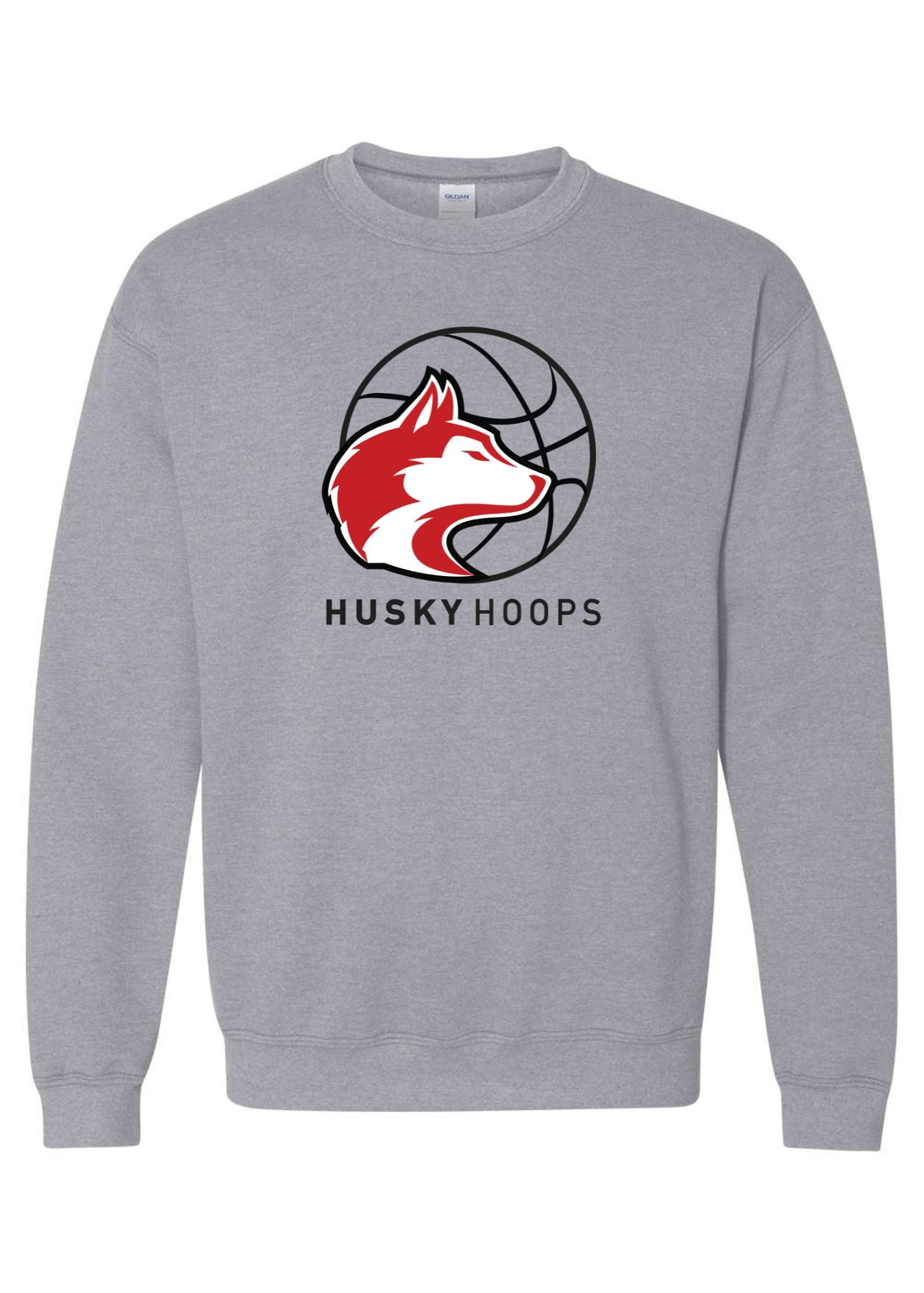 Husky Hoops | Kids Crewneck-Youth - Tops - Sweatshirts-Sister Shirts-Sister Shirts, Cute & Custom Tees for Mama & Littles in Trussville, Alabama.