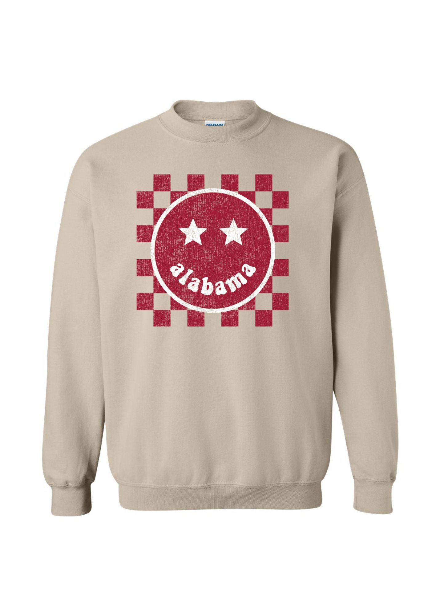 Alabama Happy Checkered | Adult Crewneck-Women - Tops - Crewnecks-Sister Shirts-Sister Shirts, Cute & Custom Tees for Mama & Littles in Trussville, Alabama.