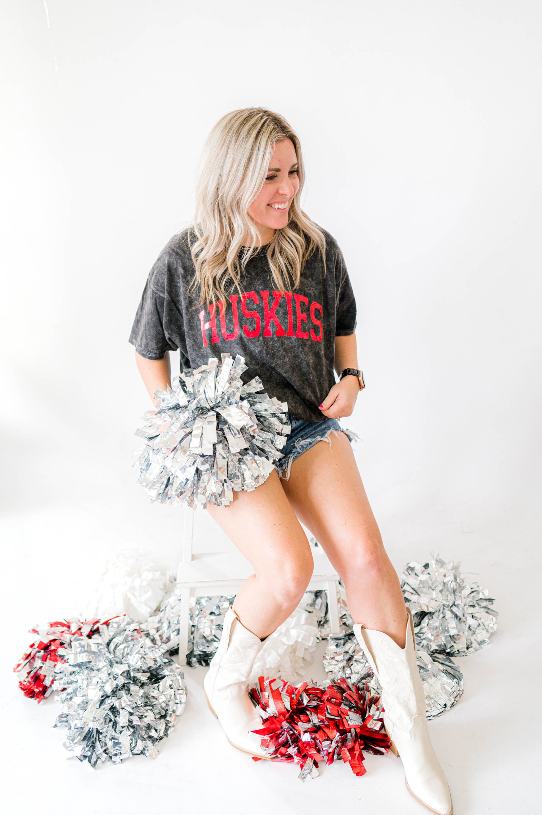 Huskies Foil | Adult Mineral Wash Tee-Womens - Tops - Tees-Sister Shirts-Sister Shirts, Cute & Custom Tees for Mama & Littles in Trussville, Alabama.