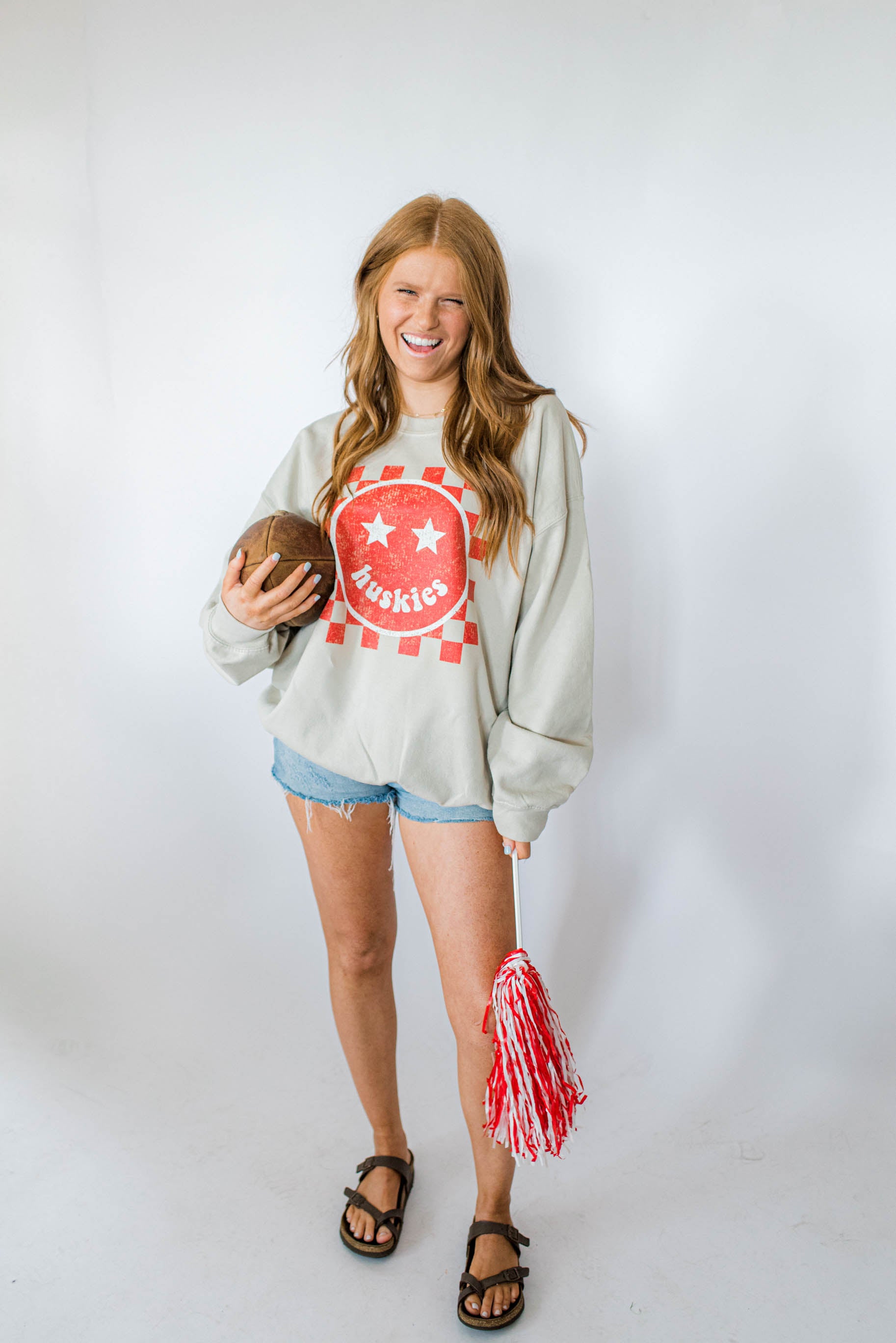 Huskies Happy Checkered | Adult Tee-Womens - Tops - Tees-Sister Shirts-Sister Shirts, Cute & Custom Tees for Mama & Littles in Trussville, Alabama.