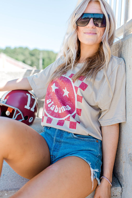 Alabama Happy Checkered | Adult Tee | RTS-Adult Tee-Sister Shirts-Sister Shirts, Cute & Custom Tees for Mama & Littles in Trussville, Alabama.