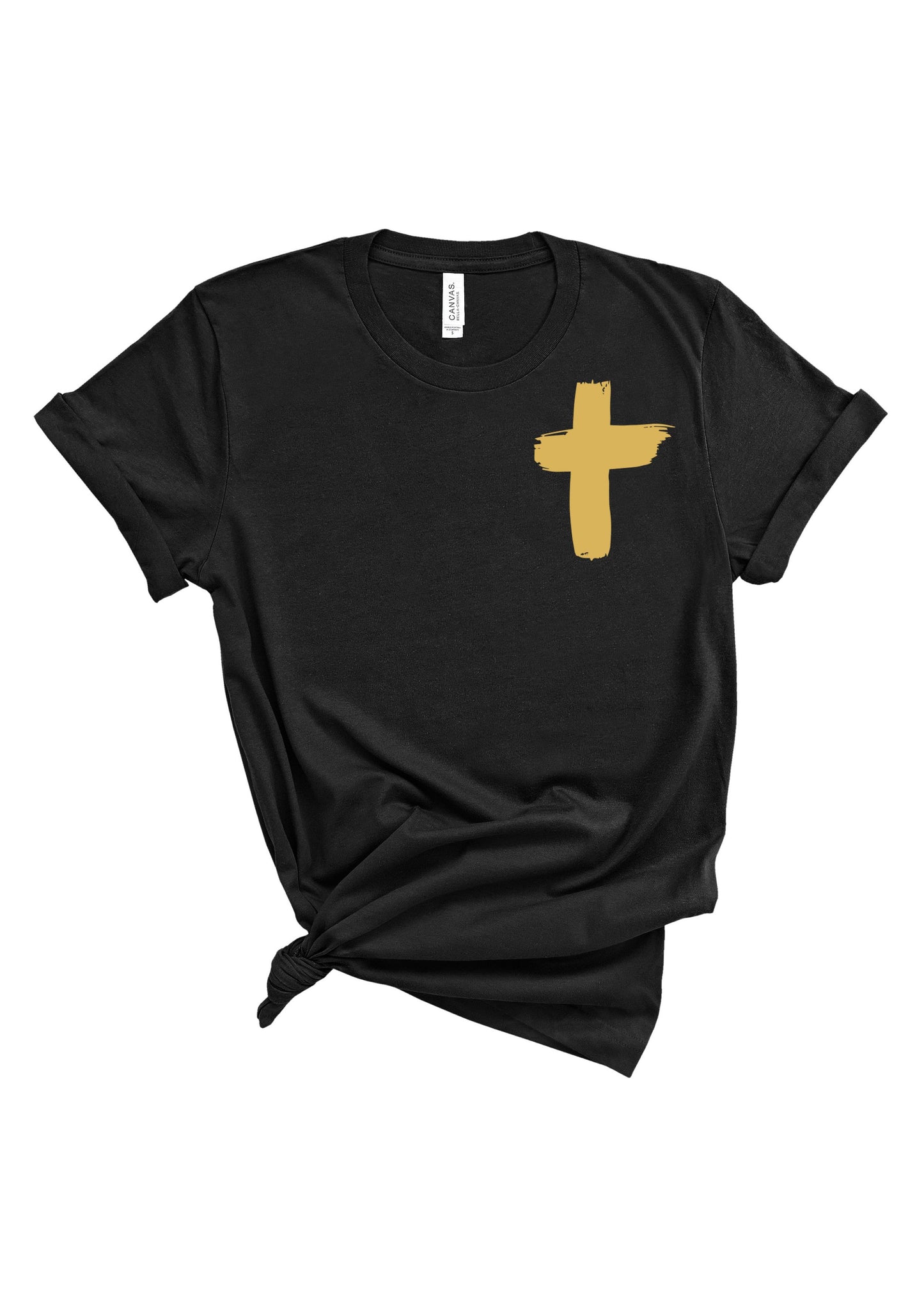 Gold Foil Cross | Tee | Adult-SS Activewear-Sister Shirts, Cute & Custom Tees for Mama & Littles in Trussville, Alabama.