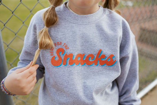 Here For The Snacks Baseball | Tee | Kids-Kids Tees-Sister Shirts-Sister Shirts, Cute & Custom Tees for Mama & Littles in Trussville, Alabama.
