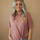 Gold Foil Cross | Adult Tee-Womens - Tops - Tees-Sister Shirts-Sister Shirts, Cute & Custom Tees for Mama & Littles in Trussville, Alabama.