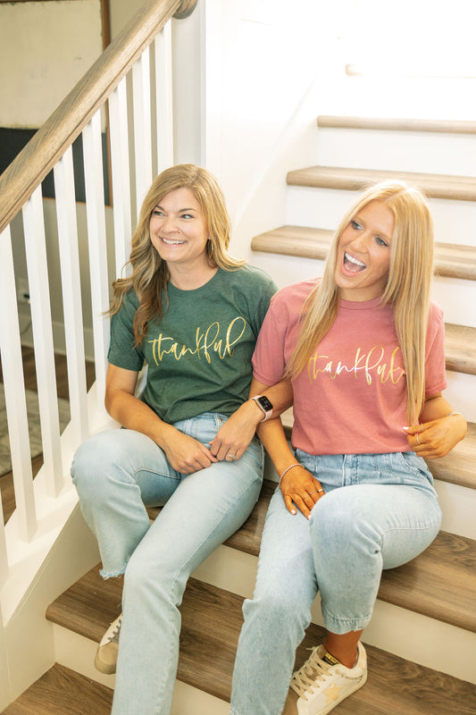 Thankful Gold Foil | Adult Tee | RTS-Adult Tee-Sister Shirts-Sister Shirts, Cute & Custom Tees for Mama & Littles in Trussville, Alabama.