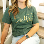 Thankful Gold Foil | Adult Tee-Womens - Tops - Tees-Sister Shirts-Sister Shirts, Cute & Custom Tees for Mama & Littles in Trussville, Alabama.