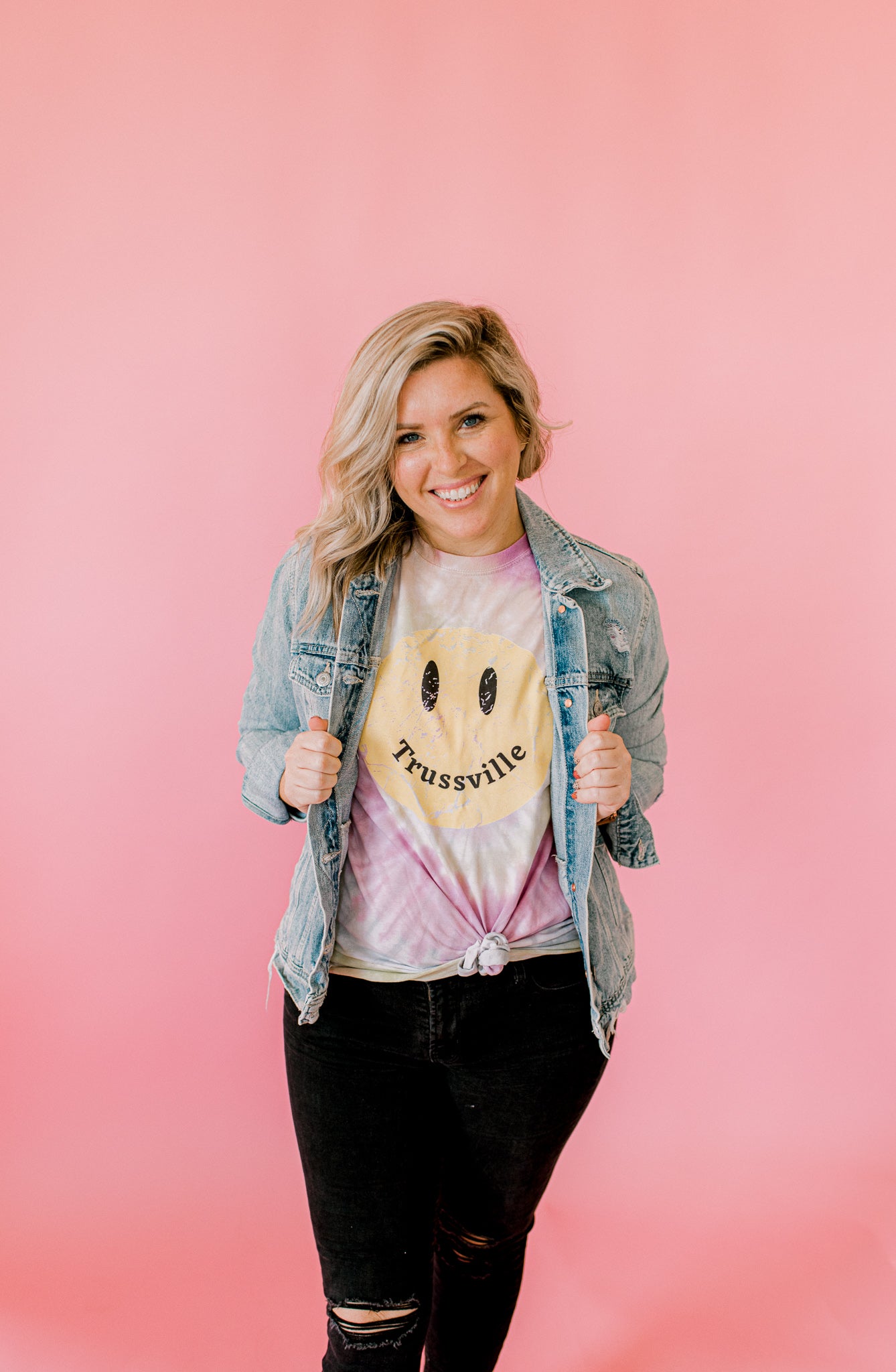 Tie Dye Trussville Happy Face | Tee | Adult-Sister Shirts-Sister Shirts, Cute & Custom Tees for Mama & Littles in Trussville, Alabama.