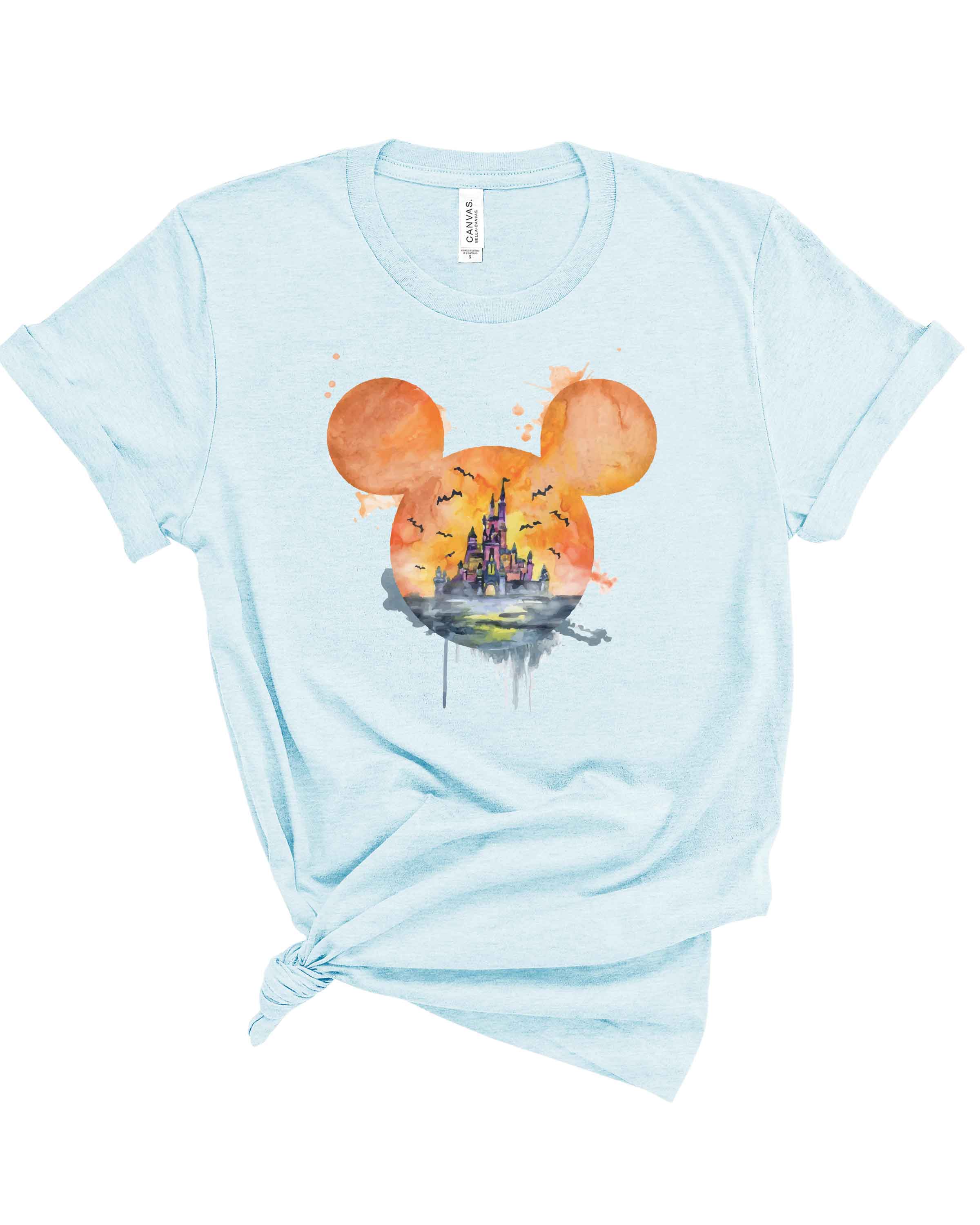 Watercolor Halloween Castle | Adult Tee-Womens - Tops - Tees-Sister Shirts-Sister Shirts, Cute & Custom Tees for Mama & Littles in Trussville, Alabama.