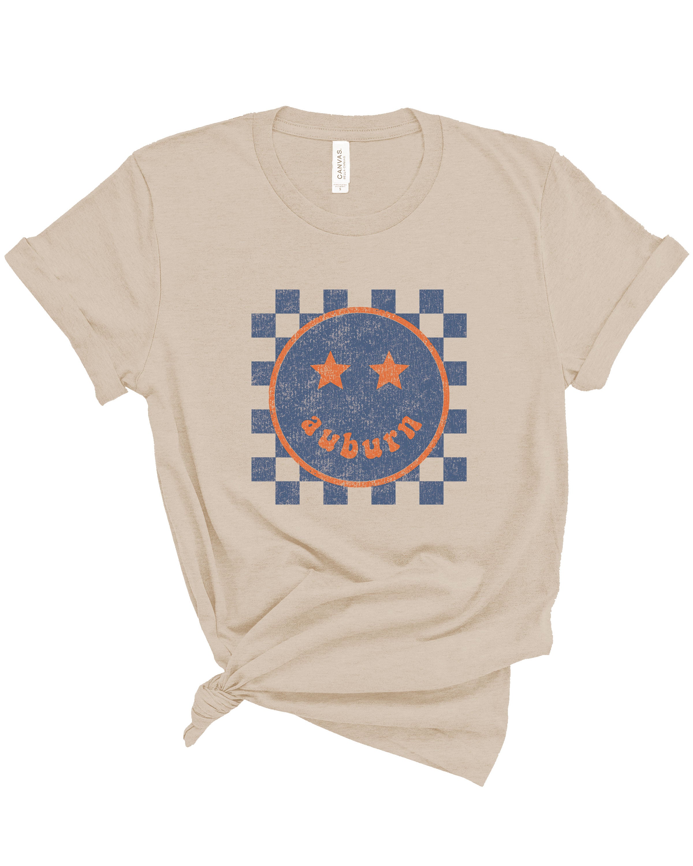 Auburn Happy Checkered | Adult Tee-Womens - Tops - Tees-Sister Shirts-Sister Shirts, Cute & Custom Tees for Mama & Littles in Trussville, Alabama.