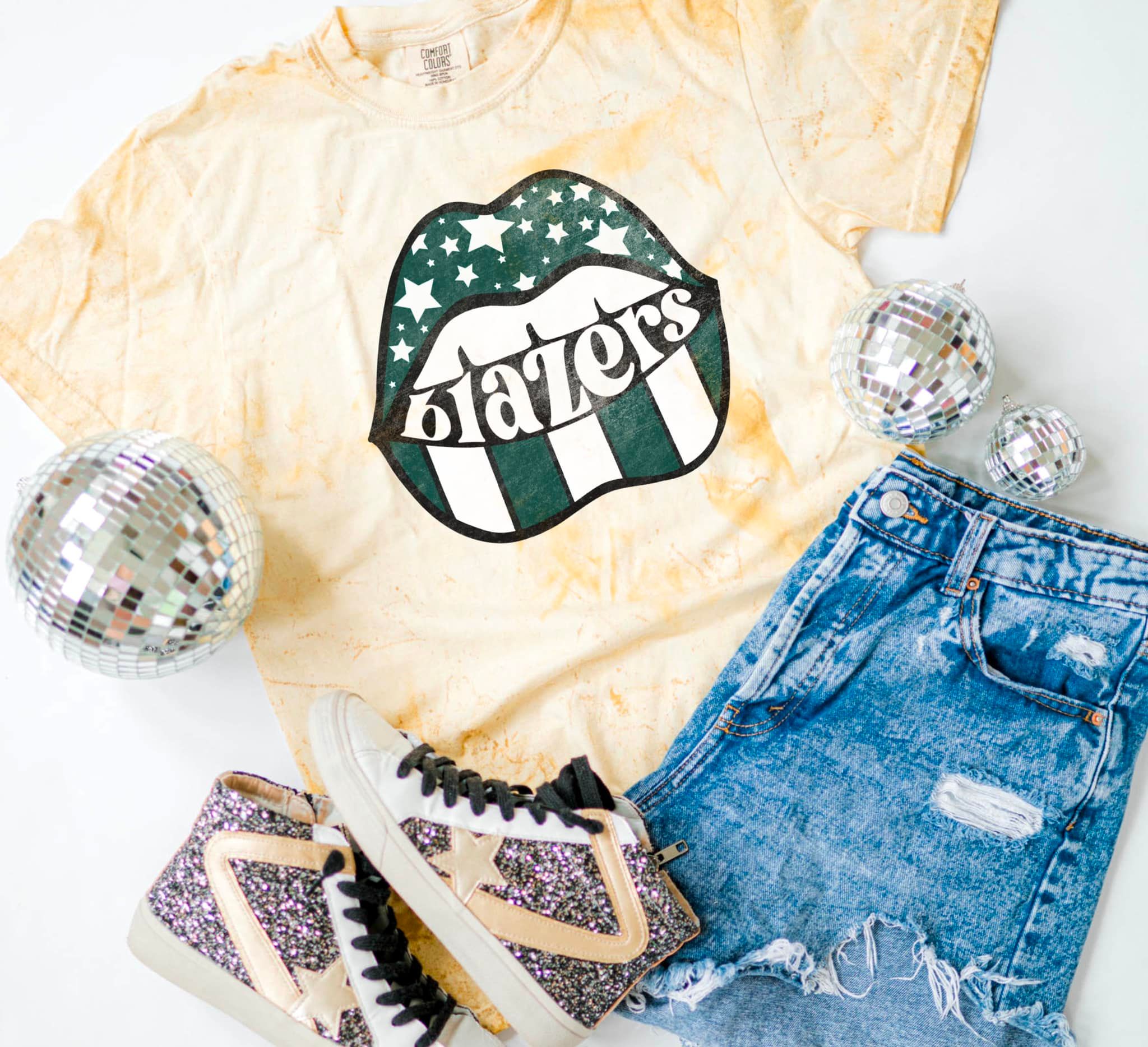 Blazers Distressed Lips | Adult Colorblast Tee-Womens - Tops - Tees-Sister Shirts-Sister Shirts, Cute & Custom Tees for Mama & Littles in Trussville, Alabama.