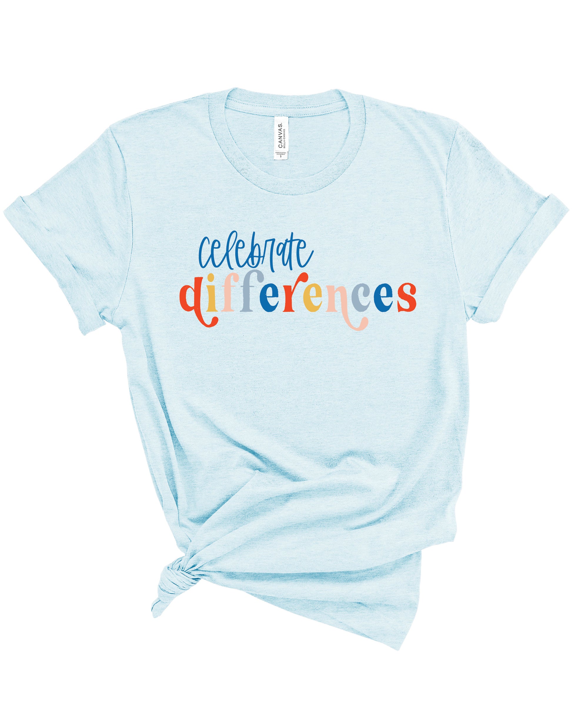 Celebrate Differences | Tee | Adult-Bella 3001-Sister Shirts-Sister Shirts, Cute & Custom Tees for Mama & Littles in Trussville, Alabama.