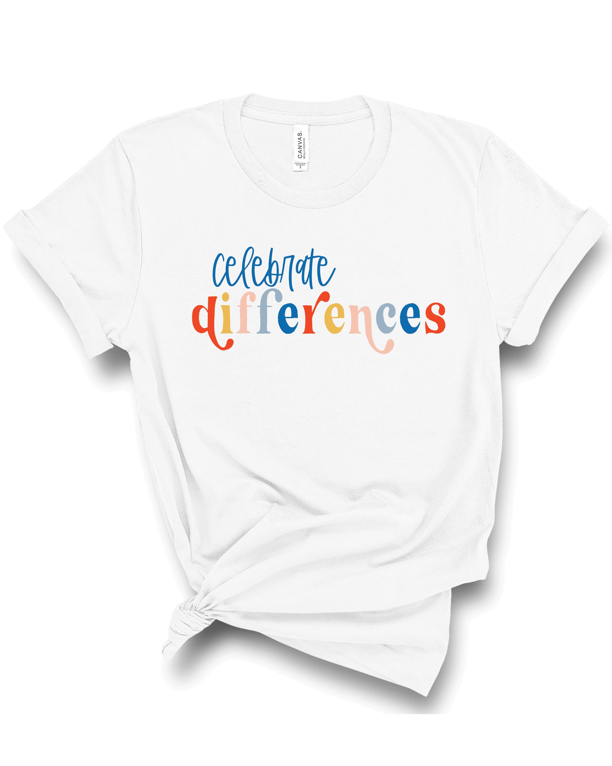 Celebrate Differences | Tee | Adult-Bella 3001-Sister Shirts-Sister Shirts, Cute & Custom Tees for Mama & Littles in Trussville, Alabama.