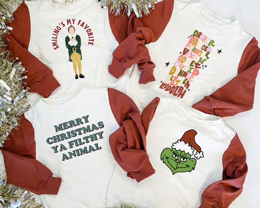 Grinch | Kids Burgundy Color Block Pullover-Kids Pullovers-Sister Shirts-Sister Shirts, Cute & Custom Tees for Mama & Littles in Trussville, Alabama.