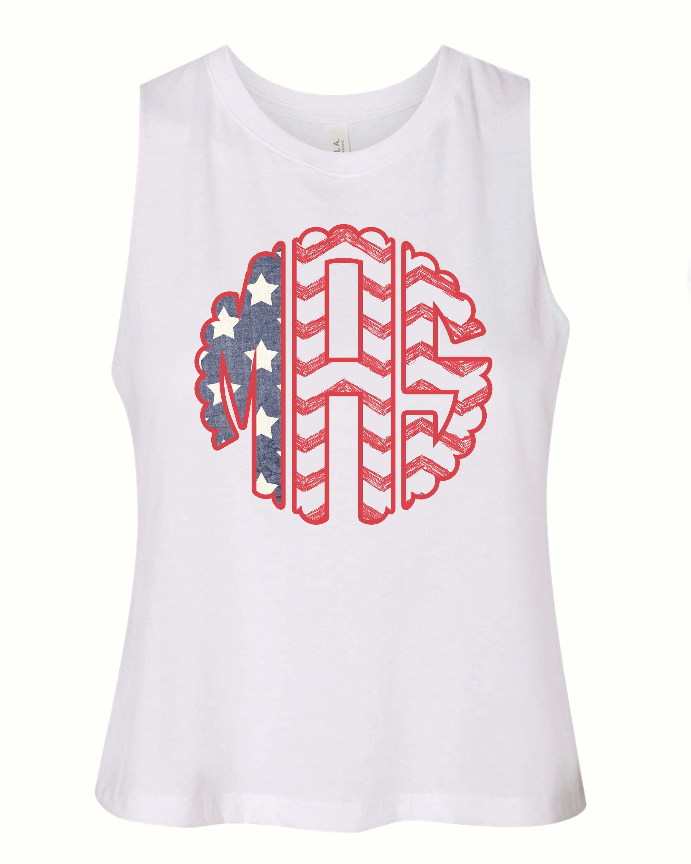 Flag Monogram | Adult Tank-Adult Tank-Sister Shirts-Sister Shirts, Cute & Custom Tees for Mama & Littles in Trussville, Alabama.