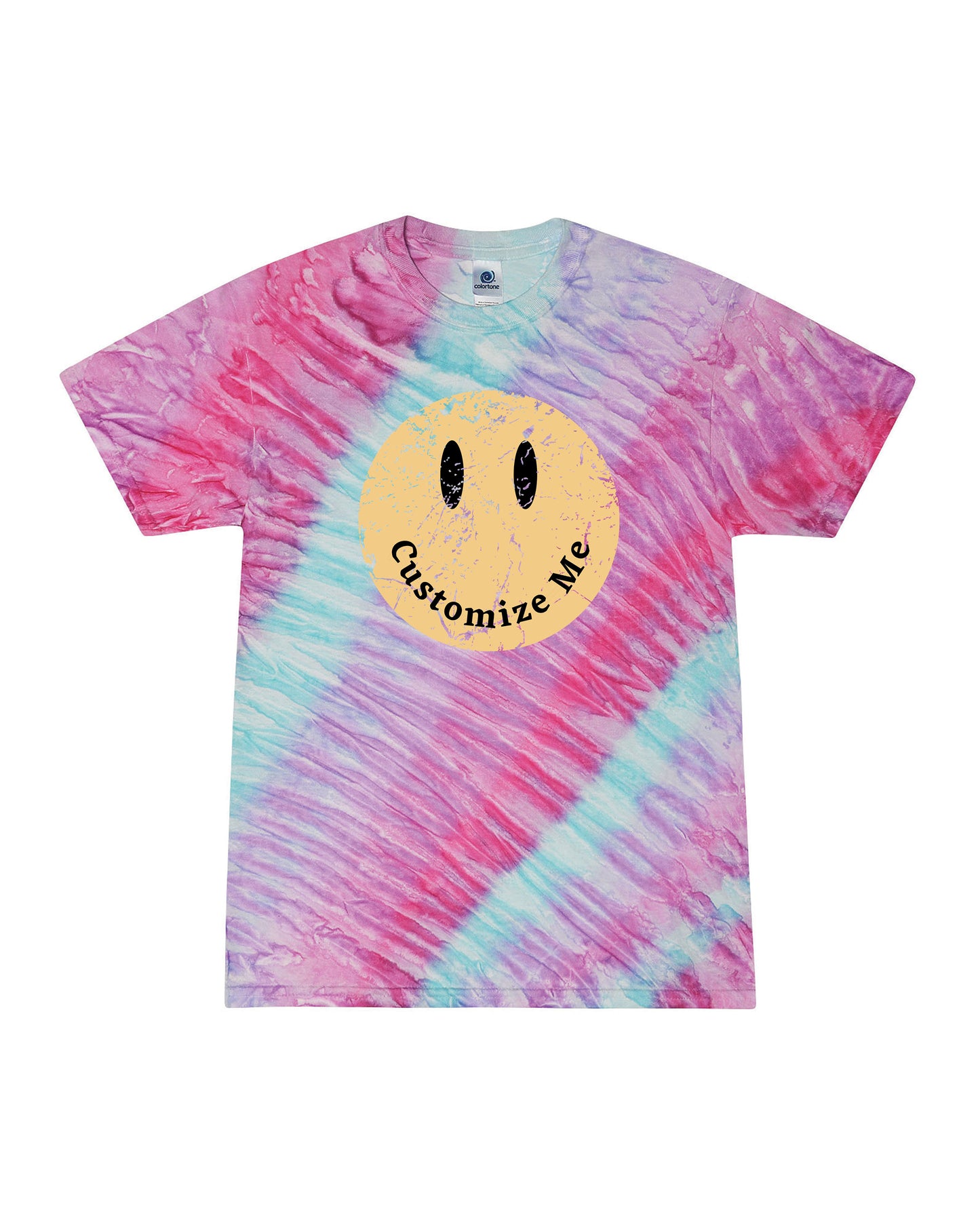 Tie Dye Customizable Happy Face | Tee | Adult-Adult Tee-Sister Shirts-Sister Shirts, Cute & Custom Tees for Mama & Littles in Trussville, Alabama.