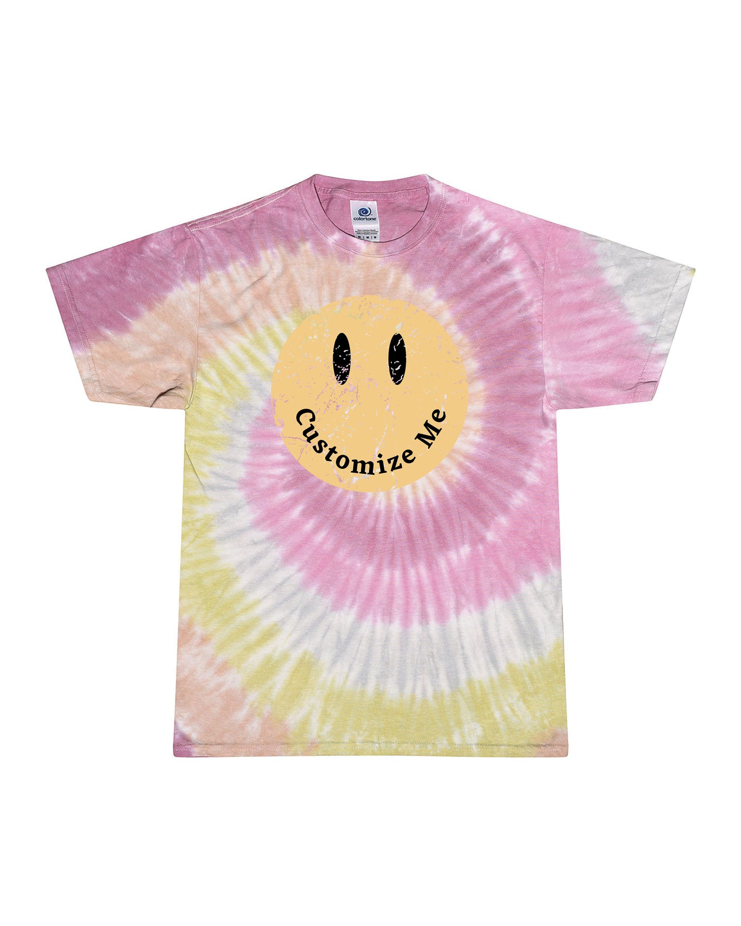 Tie Dye Customizable Happy Face | Tee | Adult-Adult Tee-Sister Shirts-Sister Shirts, Cute & Custom Tees for Mama & Littles in Trussville, Alabama.
