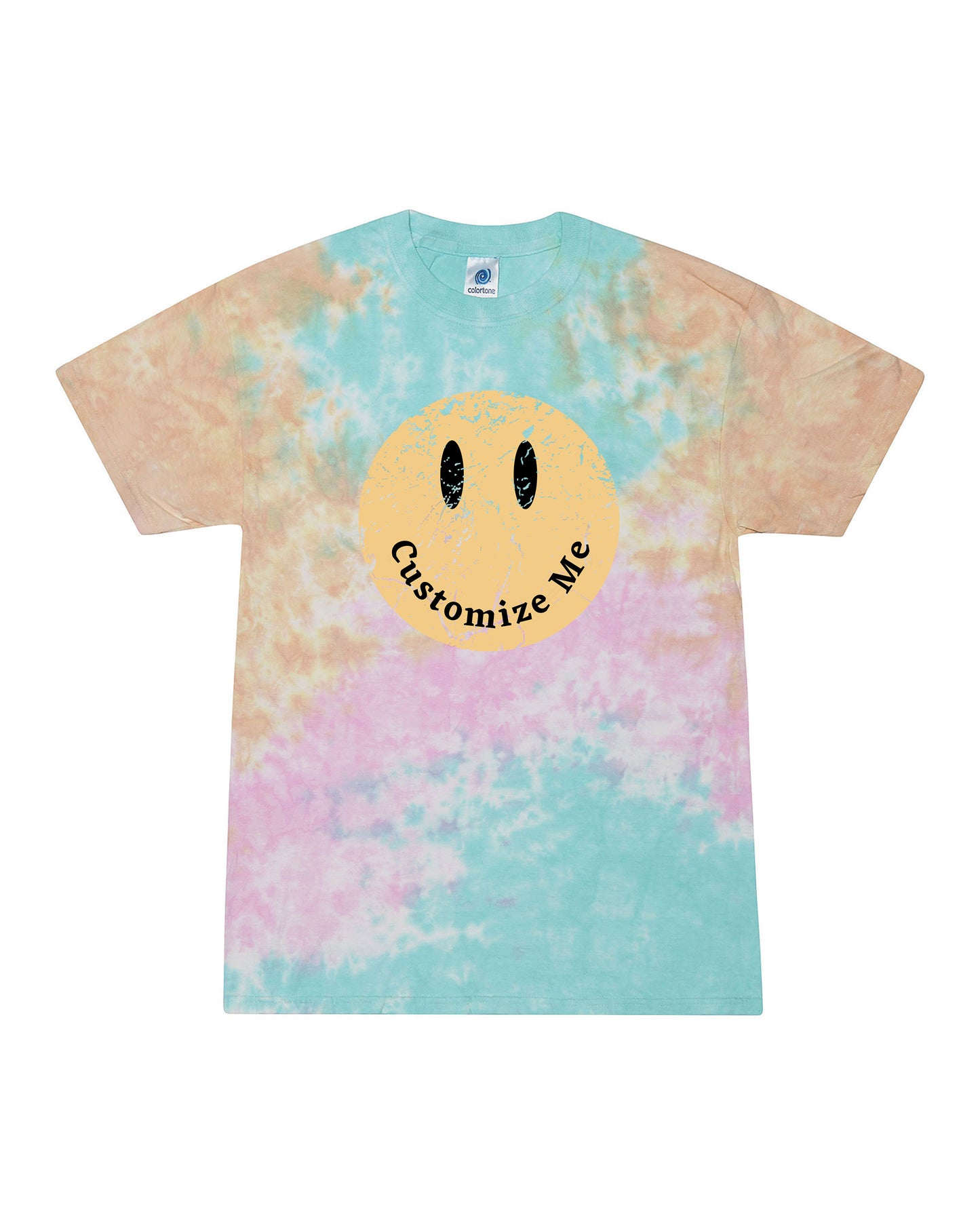 Tie Dye Customizable Happy Face | Tee | Adult-Adult Tee-Sister Shirts-Sister Shirts, Cute & Custom Tees for Mama & Littles in Trussville, Alabama.