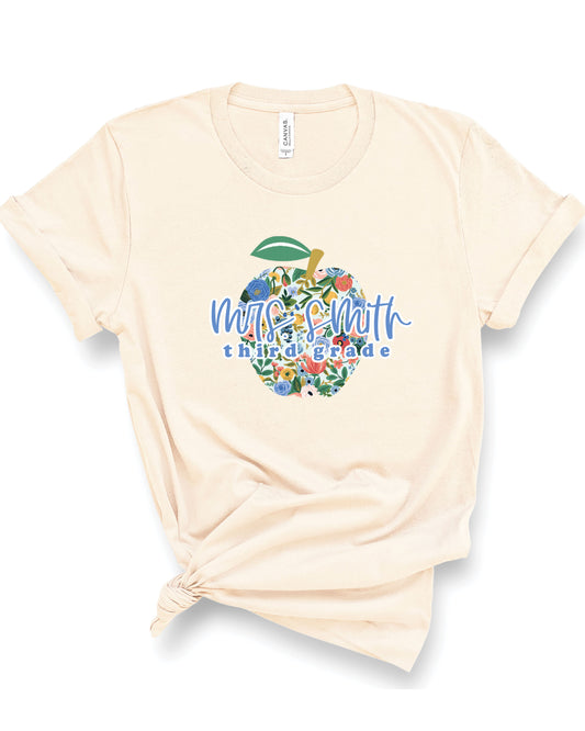 Floral Apple Teacher | Adult Tee-Sister Shirts-Sister Shirts, Cute & Custom Tees for Mama & Littles in Trussville, Alabama.