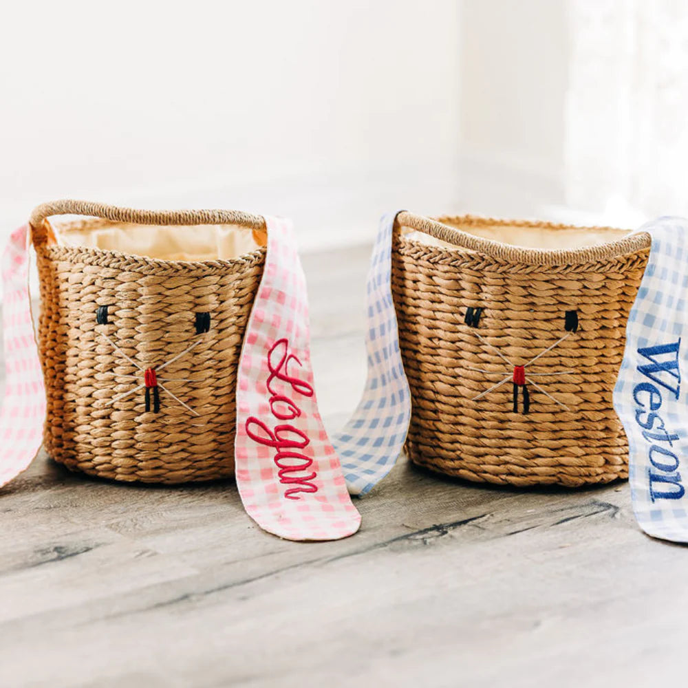 Woven Gingham Easter Bunny Basket-Baskets-SugarBee Blanks-Sister Shirts, Cute & Custom Tees for Mama & Littles in Trussville, Alabama.