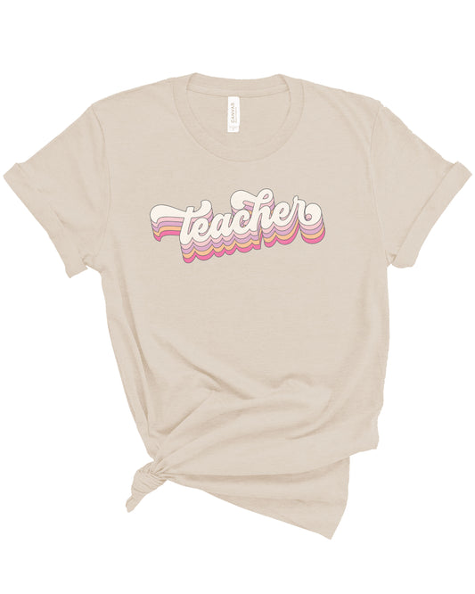 Customizable Groovy Teacher | Tee | Adult-Sister Shirts-Sister Shirts, Cute & Custom Tees for Mama & Littles in Trussville, Alabama.