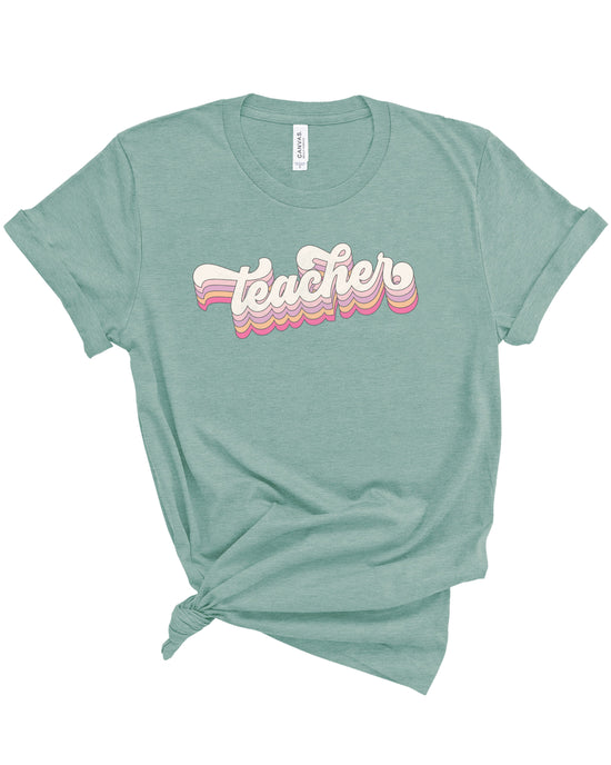 Groovy Teacher | Adult Tee-Sister Shirts-Sister Shirts, Cute & Custom Tees for Mama & Littles in Trussville, Alabama.