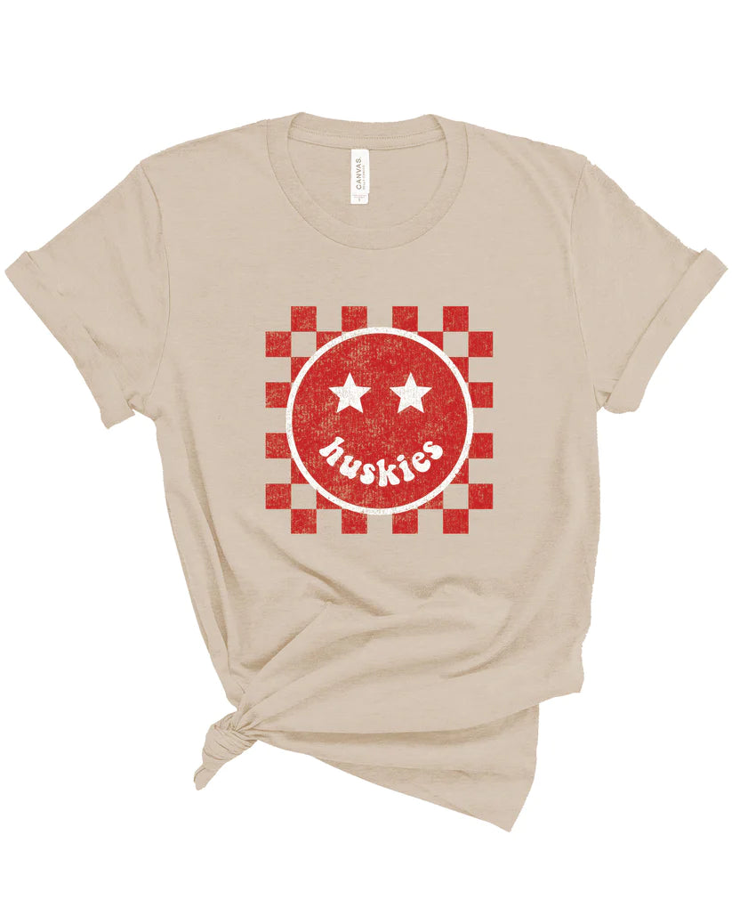 Huskies Happy Checkered | Kids Tee | RTS-Kids Tees-Sister Shirts-Sister Shirts, Cute & Custom Tees for Mama & Littles in Trussville, Alabama.