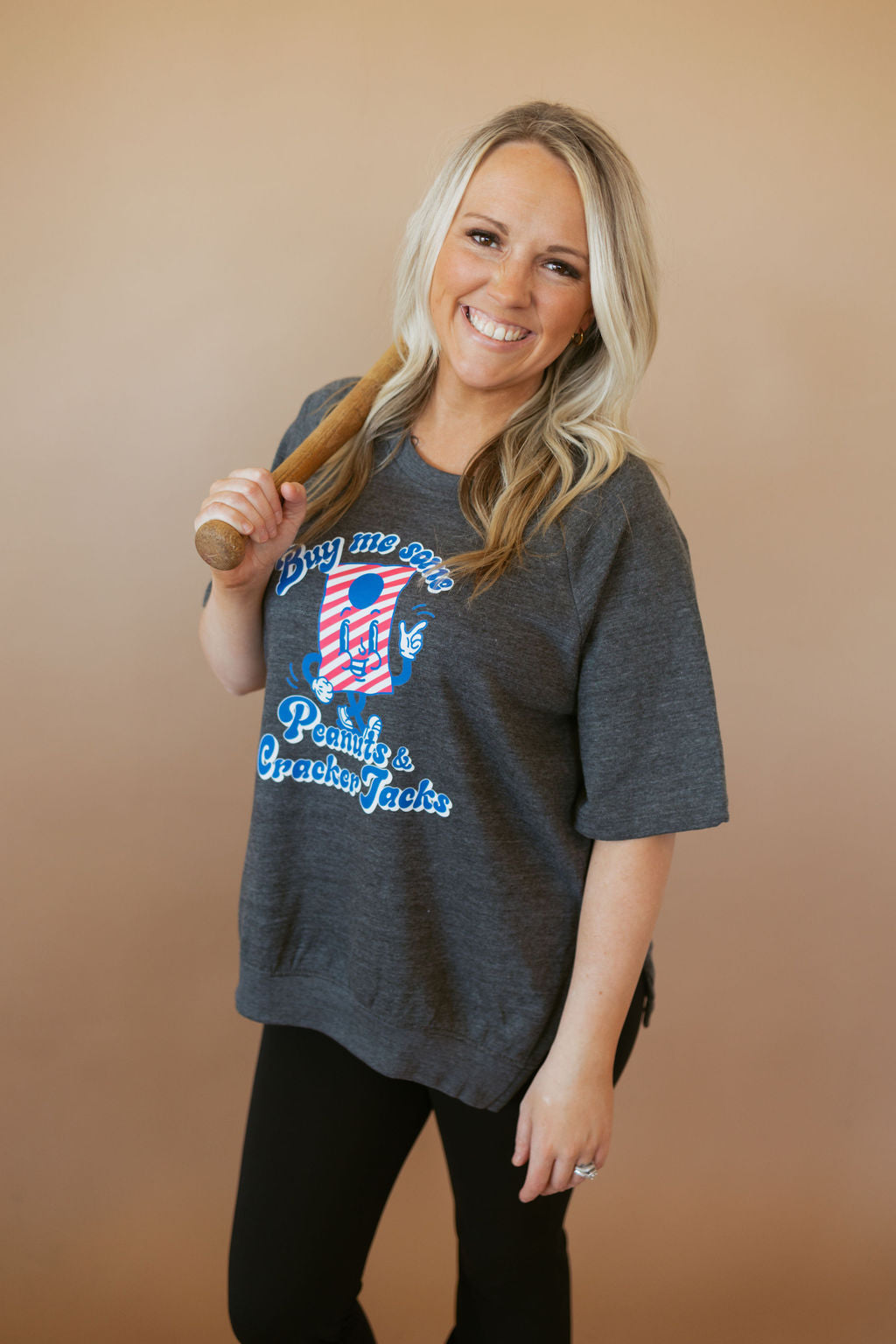 Peanuts + Cracker Jacks | French Terry Side Slit Pullover | Adult-Sister Shirts-Sister Shirts, Cute & Custom Tees for Mama & Littles in Trussville, Alabama.