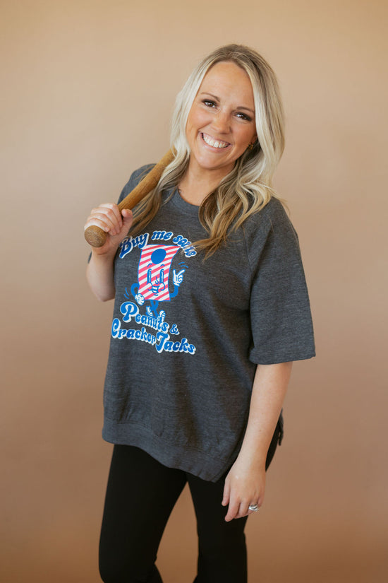 Load image into Gallery viewer, Peanuts + Cracker Jacks | French Terry Side Slit Pullover | Adult-Adult Tee-Sister Shirts-Sister Shirts, Cute &amp;amp; Custom Tees for Mama &amp;amp; Littles in Trussville, Alabama.
