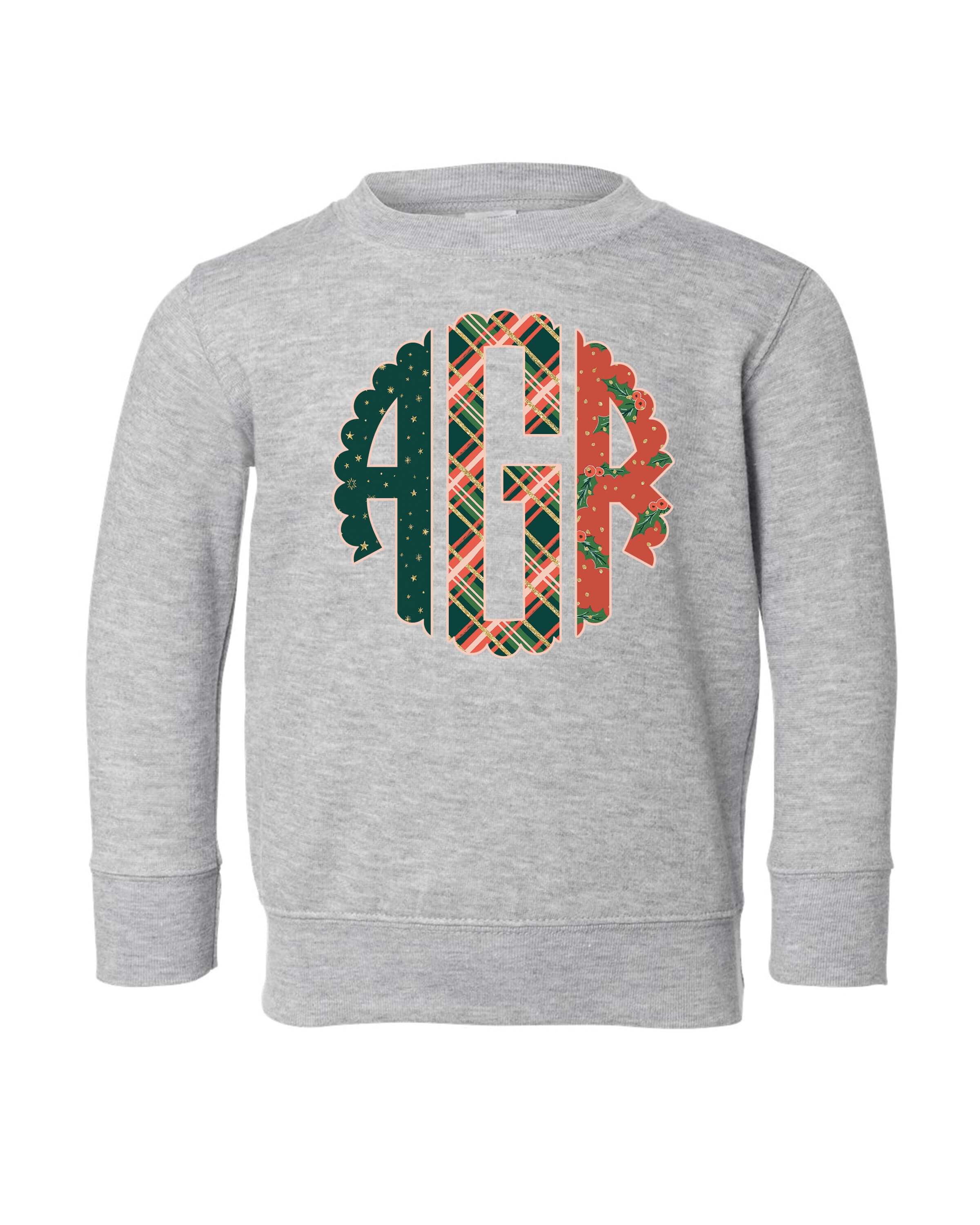 Holiday Monogram | Kids Crewneck-Kids Crewneck-Sister Shirts-Sister Shirts, Cute & Custom Tees for Mama & Littles in Trussville, Alabama.