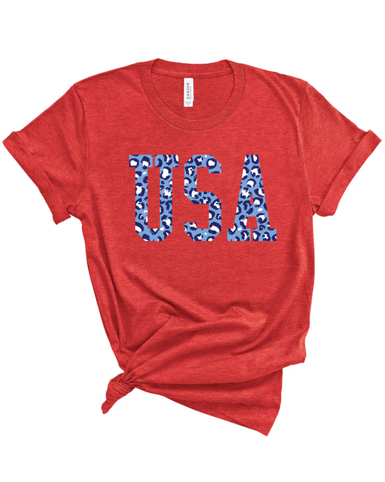 USA Leopard | Kids Tee-Kids Tees-Sister Shirts-Sister Shirts, Cute & Custom Tees for Mama & Littles in Trussville, Alabama.