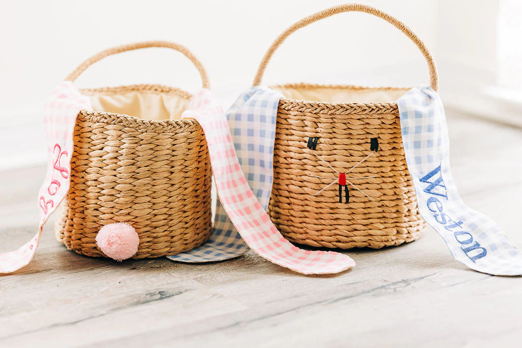 Woven Gingham Easter Bunny Basket-Baskets-SugarBee Blanks-Sister Shirts, Cute & Custom Tees for Mama & Littles in Trussville, Alabama.