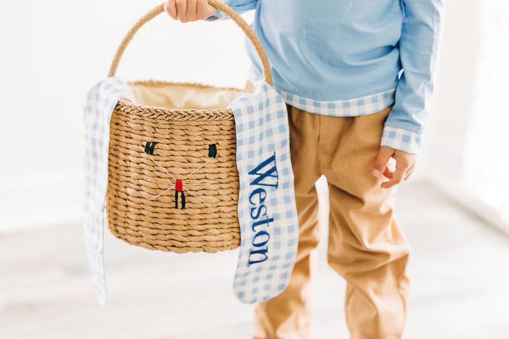 Woven Gingham Easter Bunny Basket-Baskets-SugarBee Blanks-Sister Shirts, Cute & Custom Tees for Mama & Littles in Trussville, Alabama.