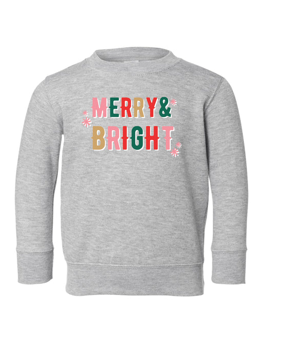 Merry + Bright | Kids Crewneck-Kids Crewneck-Sister Shirts-Sister Shirts, Cute & Custom Tees for Mama & Littles in Trussville, Alabama.